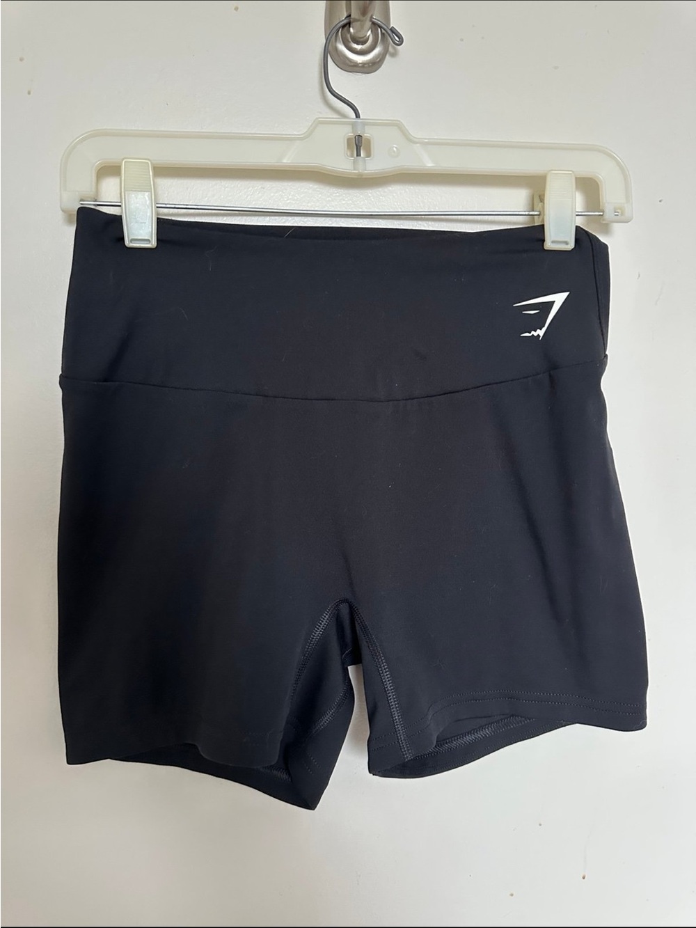 Gymshark Black High-Rise Bike Shorts with White Logo